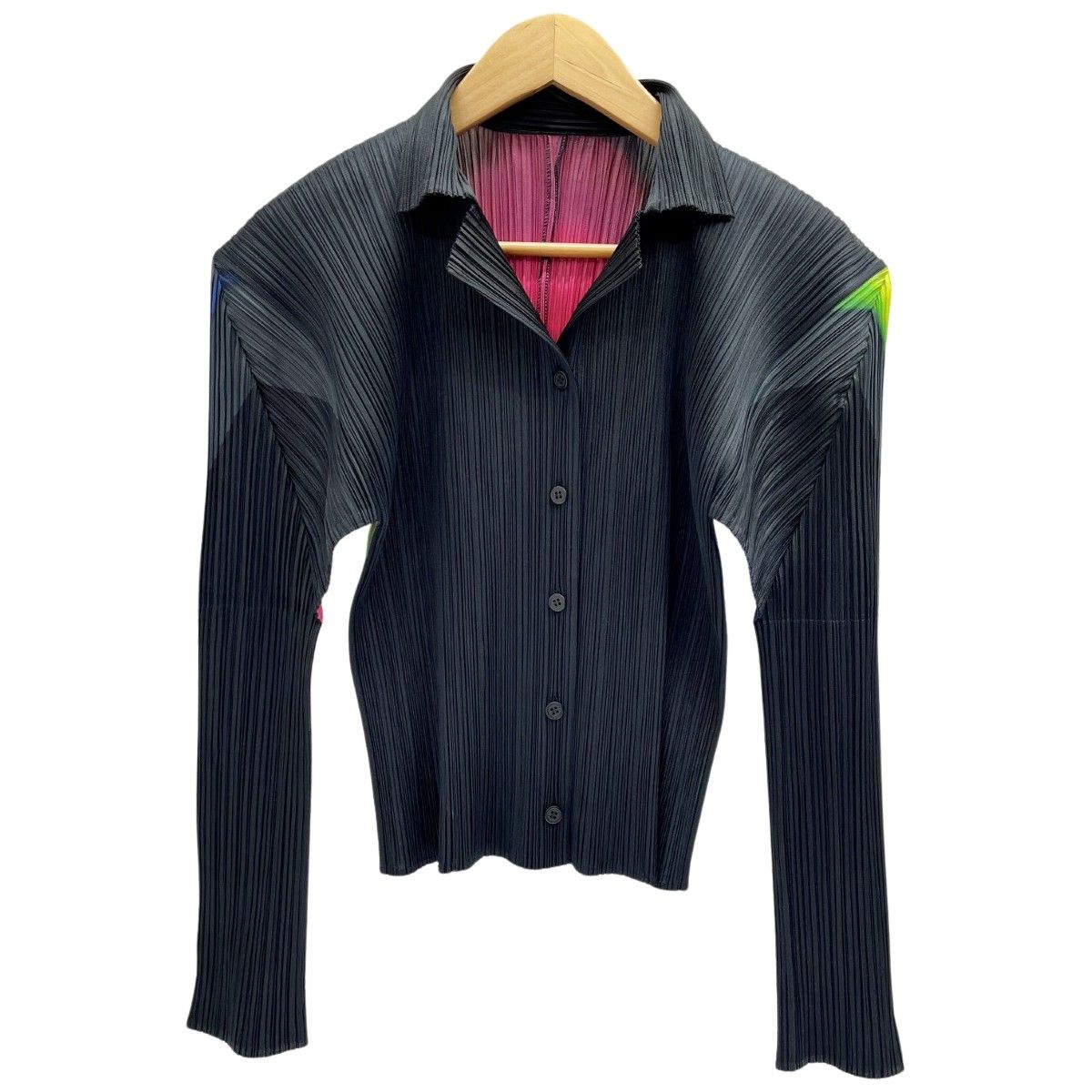 ISSEY MIYAKE イッセイミヤケ オーロラ ブラウス PP 79 JK 924 ブラック マルチ