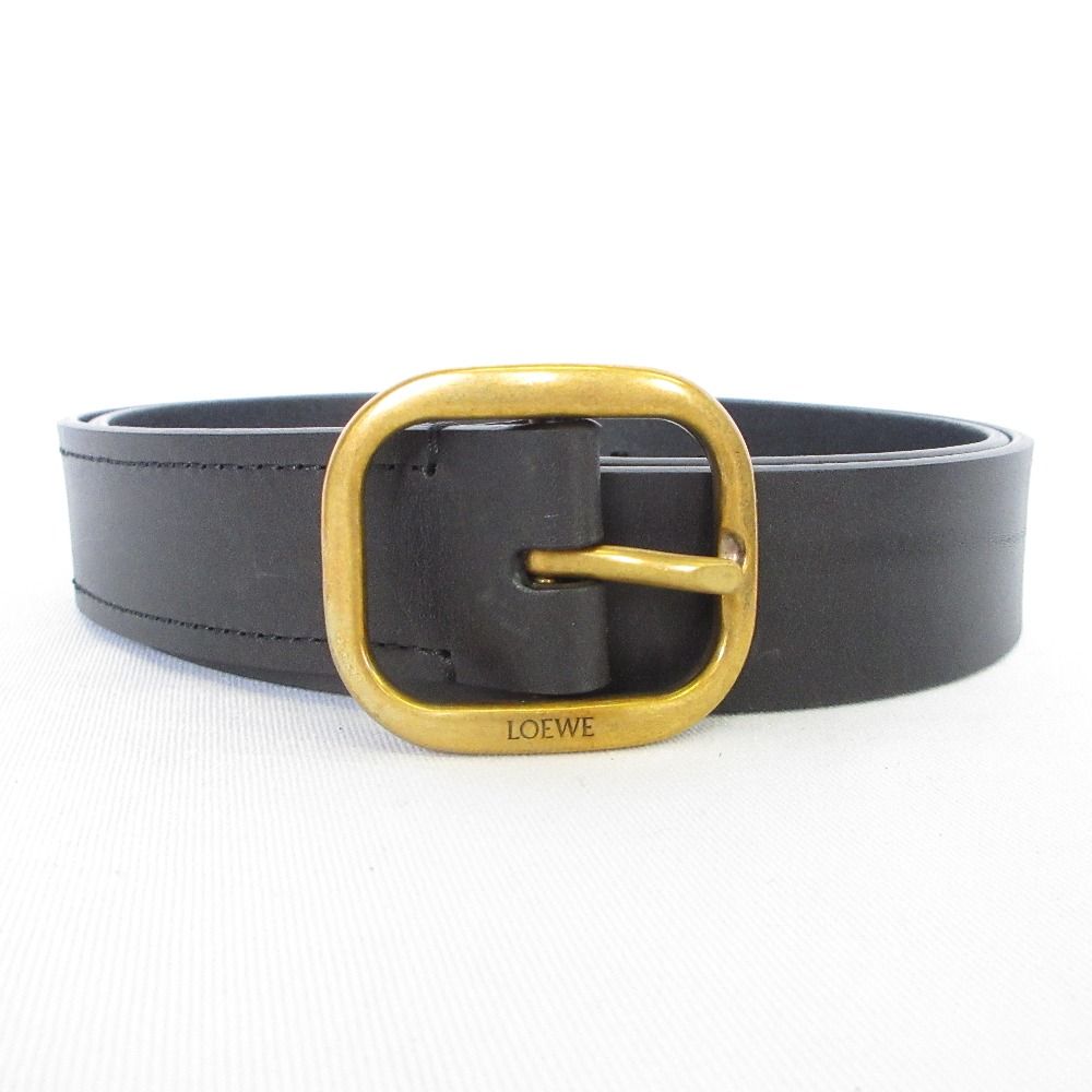 24 AW LOEWE ロエベ ラウンド ソフト ベルト カーフ 832441 サイズ90 35 ブラック メンズ レディース 古着