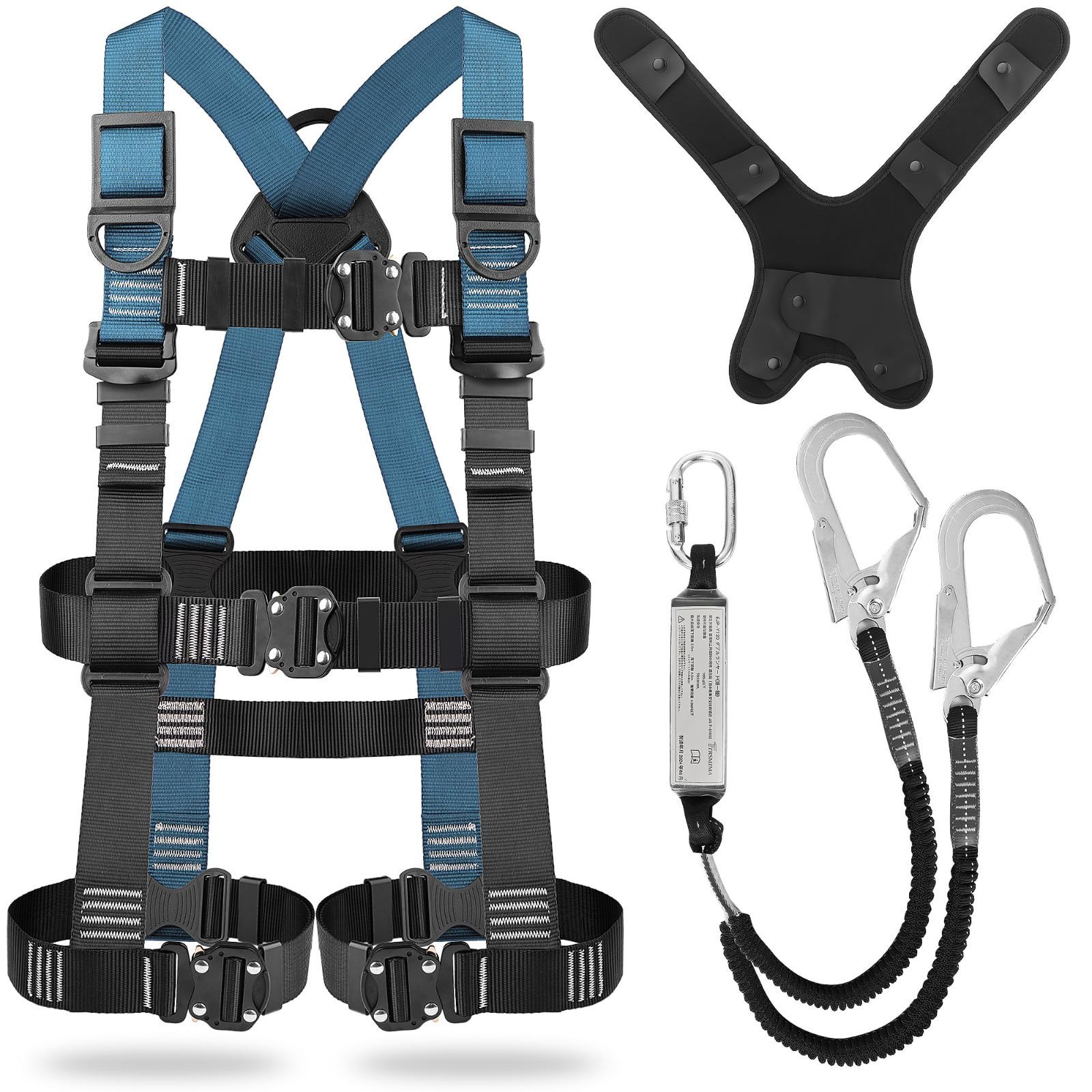 収納袋付き 肩パッド 墜落制止用器具 2丁掛け ランヤード付き ハーネス安全帯 脱着簡単 高所作業用 バックル ワンタッチ 安全保護 電気工事 フルハーネス安全帯 セット 新規格 落下防止 フルハーネス TRSMIMA TT