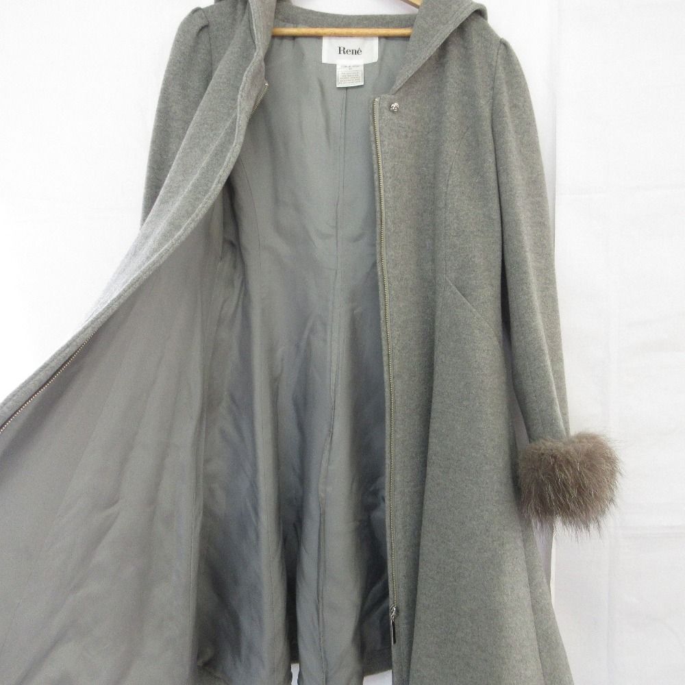 良品 Rene ルネ フォックスファー アンゴラブレンド ウール フレア