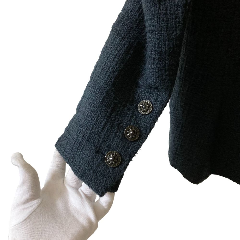 美品 12A CHANEL シャネル ビジューボタン ツイードジャケット P44005
