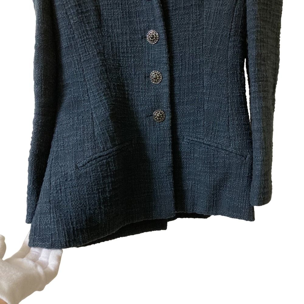 美品 12A CHANEL シャネル ビジューボタン ツイードジャケット P44005