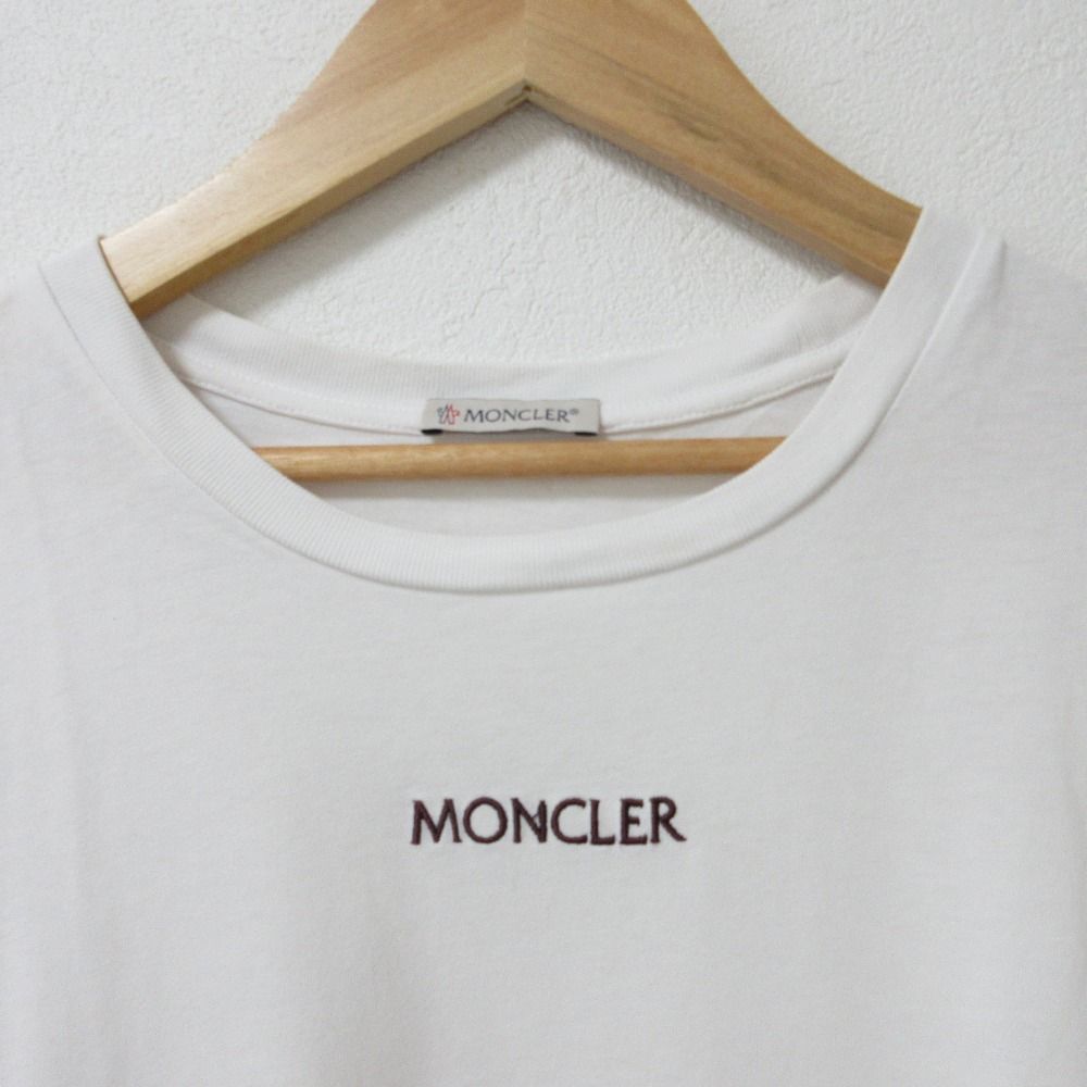 良品 MONCLER モンクレール ロゴ刺繍 半袖 Tシャツ カットソー サイズM