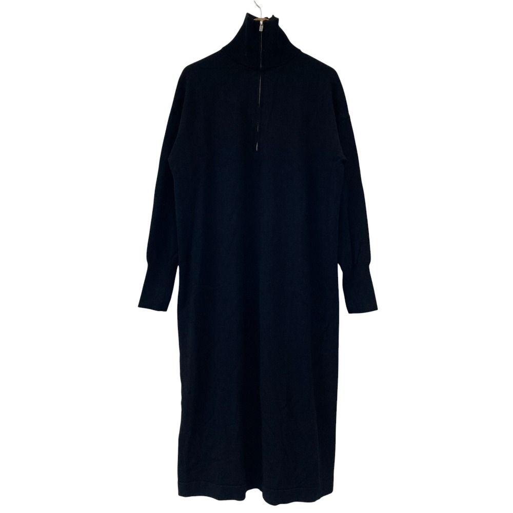 25 SS Diagram ダイアグラム グレースコンチネンタル ハーフジップ ストレートニットワンピース 36 ブラック レディース 古着