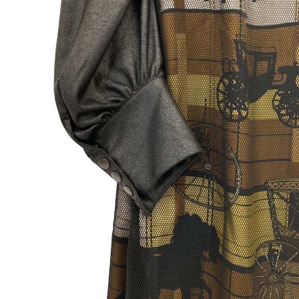  JUNYA COMME des GARCONS ジュンヤワタナベ メッシュレイヤードワンピース JS O 018 サイズS ブラック レディース 古着 長袖 七分袖 ひざ丈ワンピース