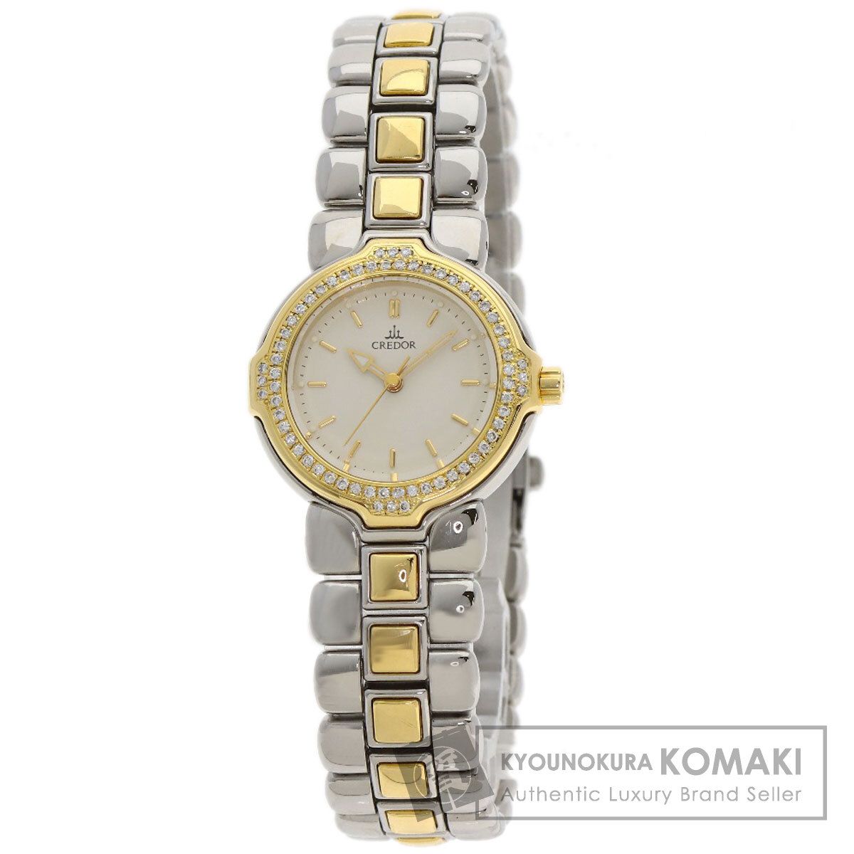 SEIKO セイコー GSAB 004 クレドール ダイヤモンドベゼル 腕時計 SS SSxK 18 YG ダイヤモンド レディース