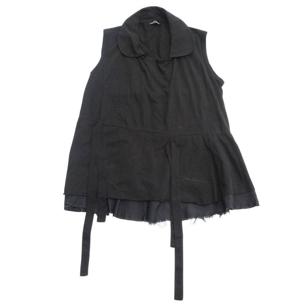 06ss tricot COMME des GARCONS トリココムデギャルソン ノースリーブシャツ ブラウス プルオーバー レイヤード調 カットオフ 黒 レディース 古着