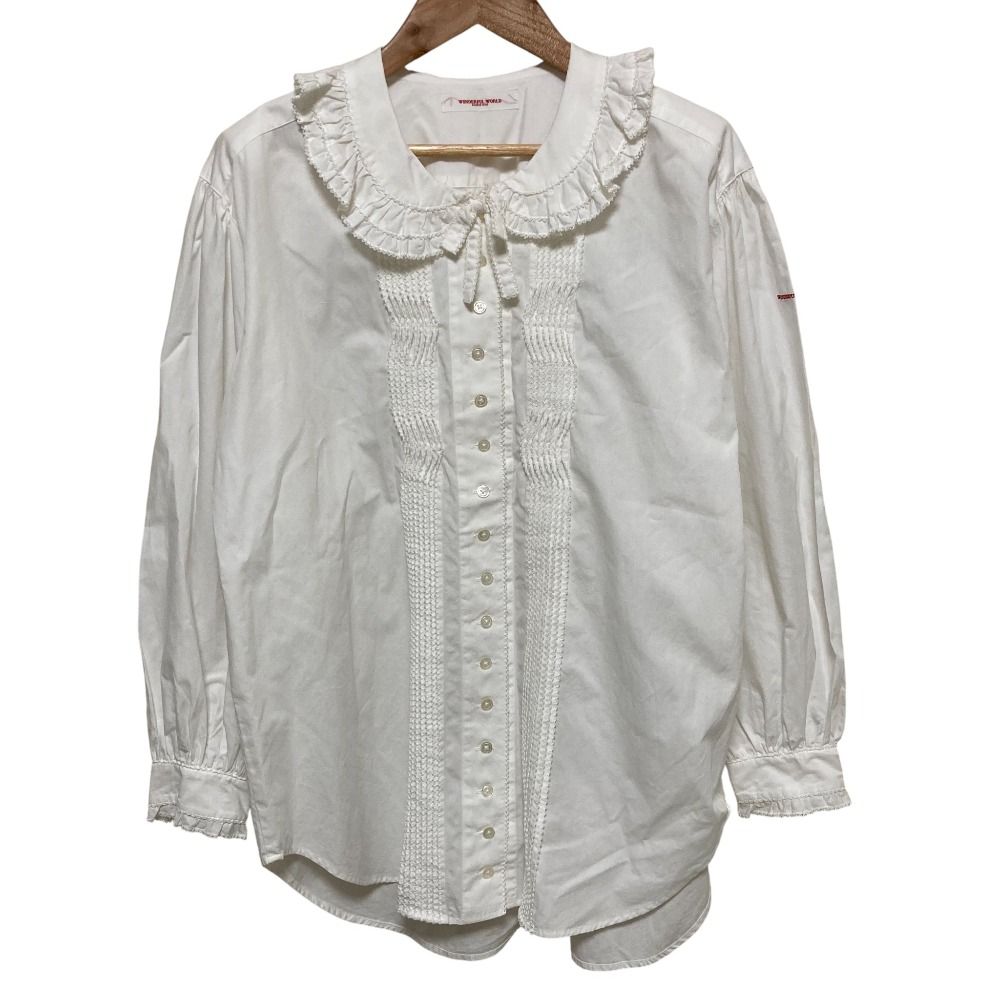 美品 WONDERFUL WORLD ワンダフルワールド フリルカラー レース シャツ