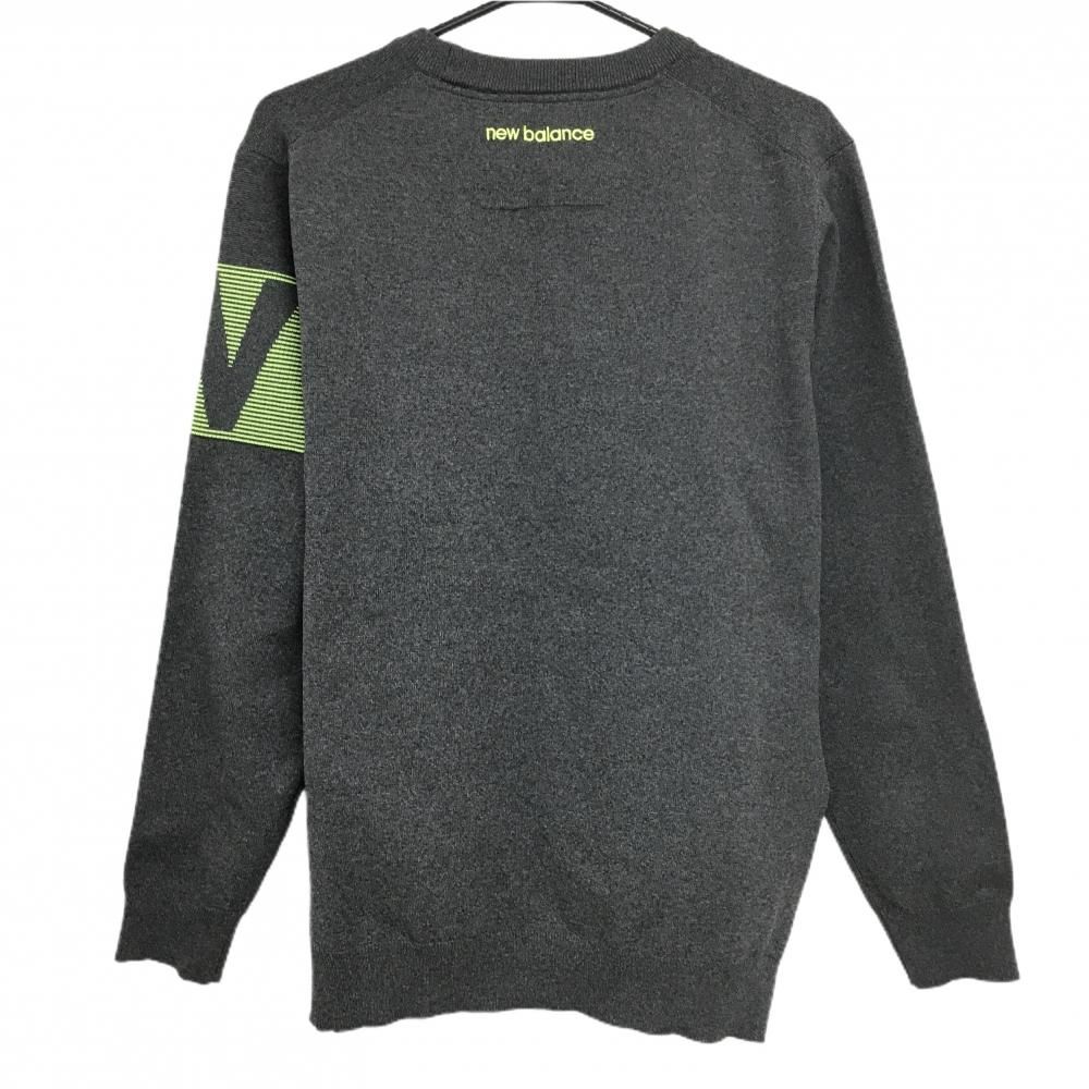 超美品】ニューバランスゴルフ セーター グレー×イエロー 一部ボーダー