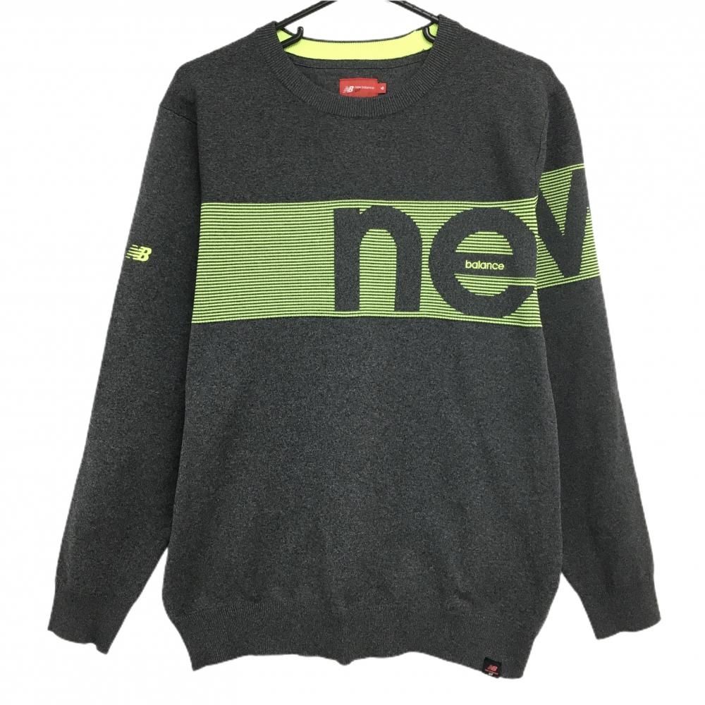 超美品】ニューバランスゴルフ セーター グレー×イエロー 一部ボーダー