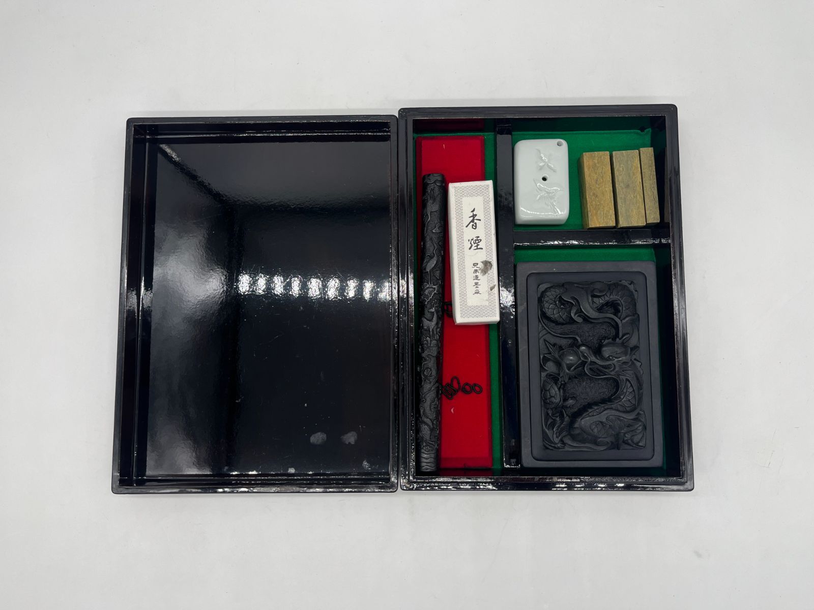 筆墨画 書道セット 文箱 硯 文鎮 水差し 棒墨 印材 篆刻 習字 書道 墨