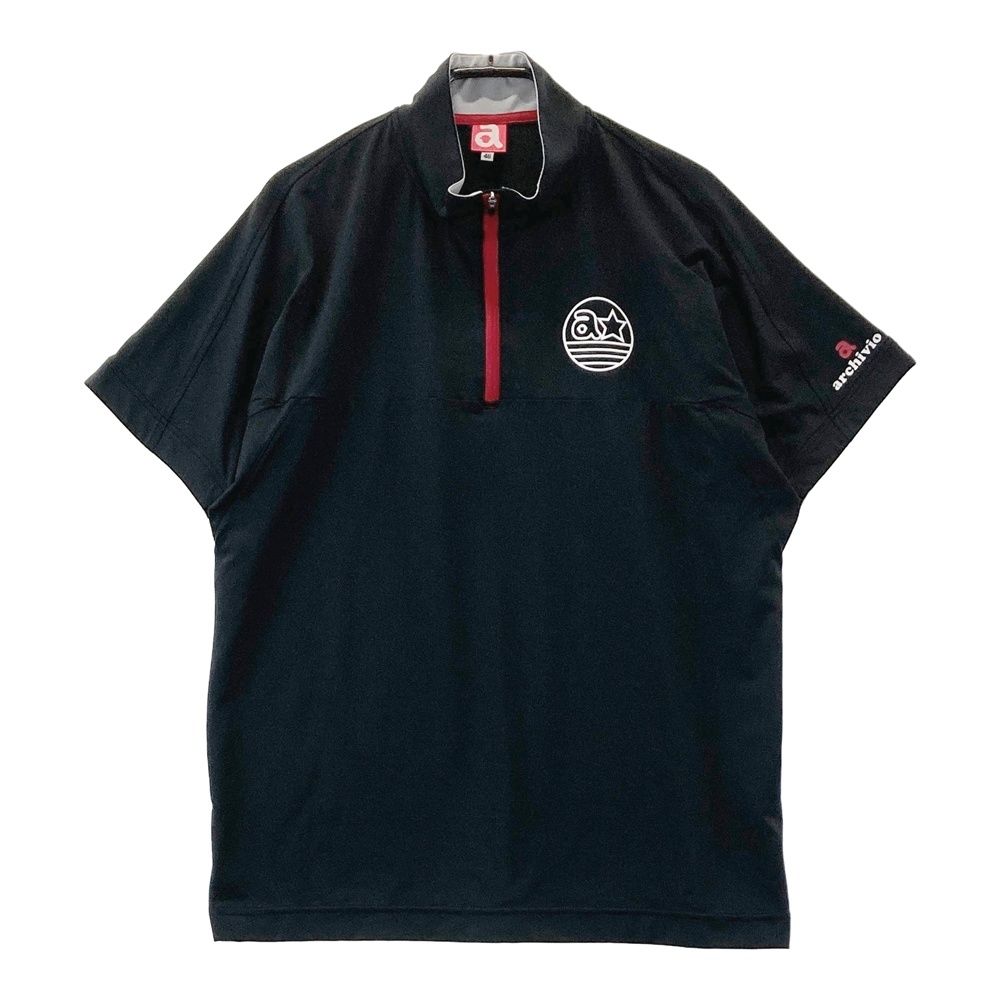 サイズ：46 ARCHIVIO アルチビオ ハーフジップ 半袖Tシャツ ブラック系