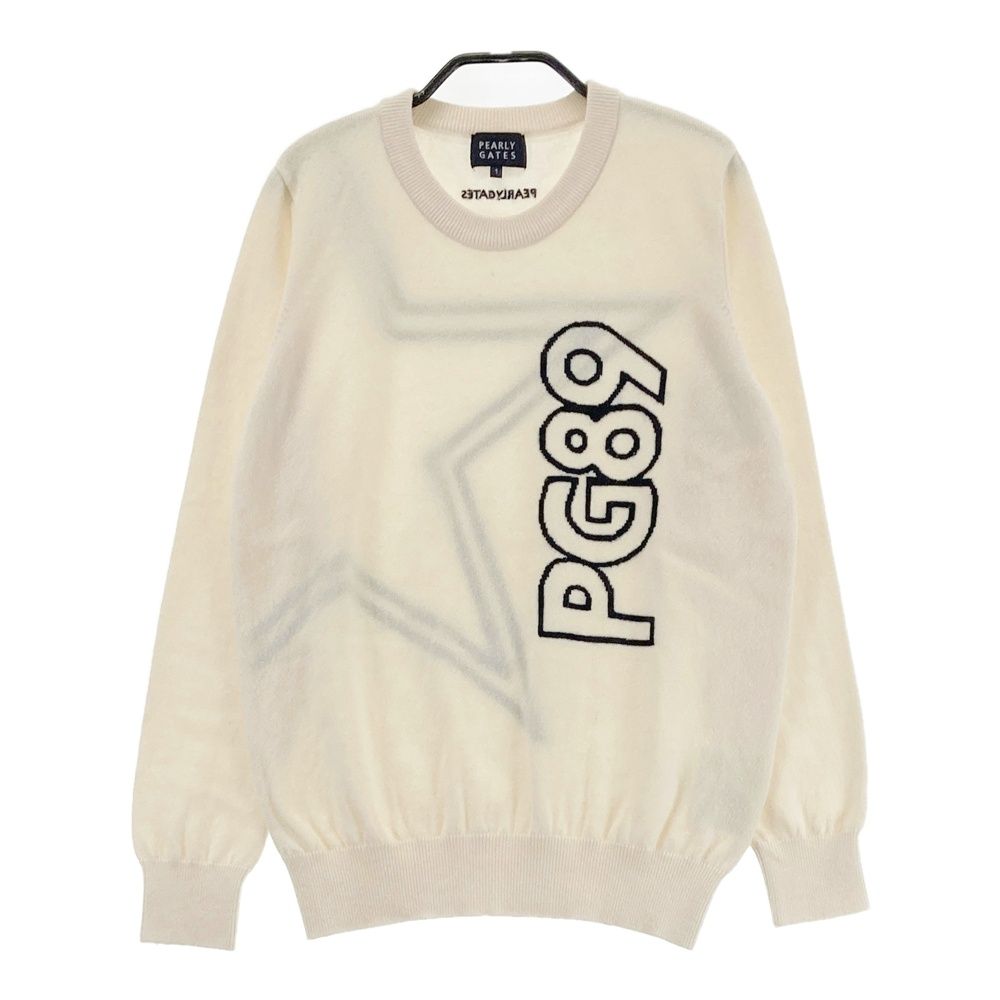 サイズ 1 PEARLY GATES パーリーゲイツ 長袖ニットセーター カシミヤ混 ホワイト系 ゴルフウェア レディース ストスト