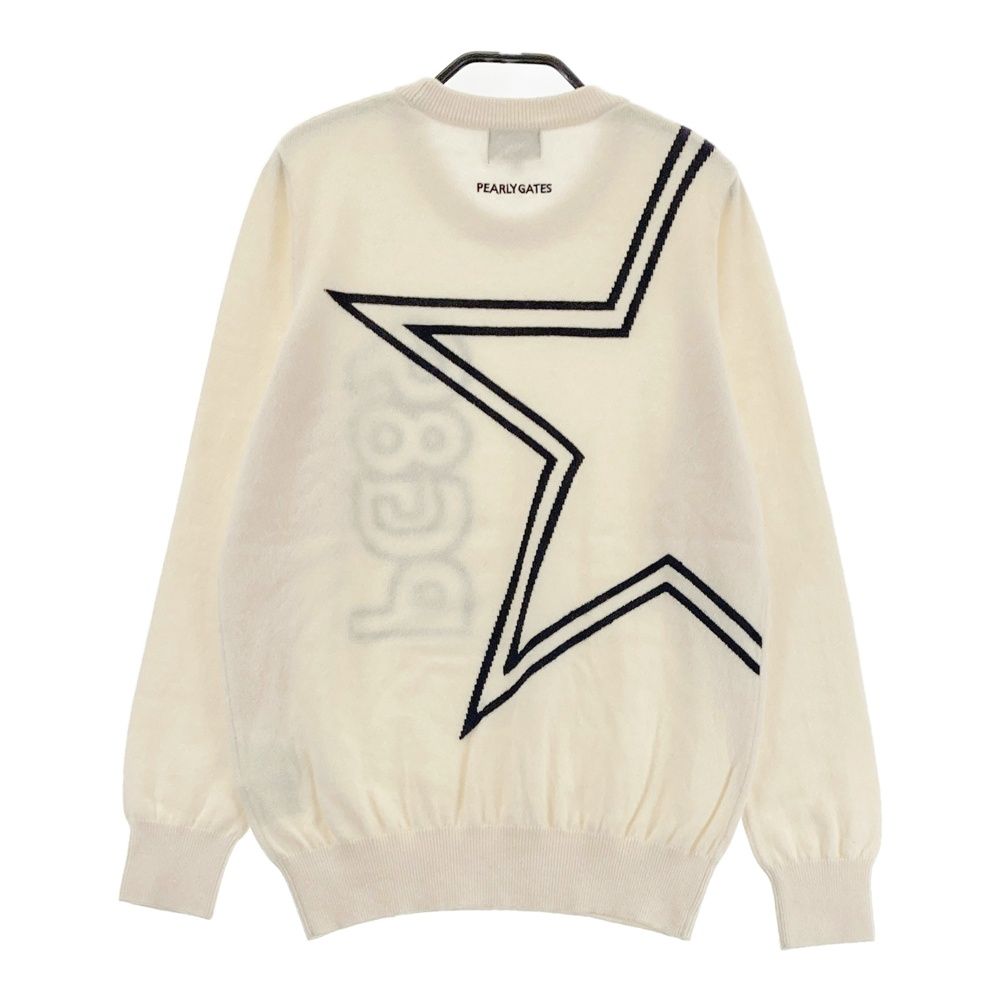 サイズ 1 PEARLY GATES パーリーゲイツ 長袖ニットセーター カシミヤ混 ホワイト系 ゴルフウェア レディース ストスト