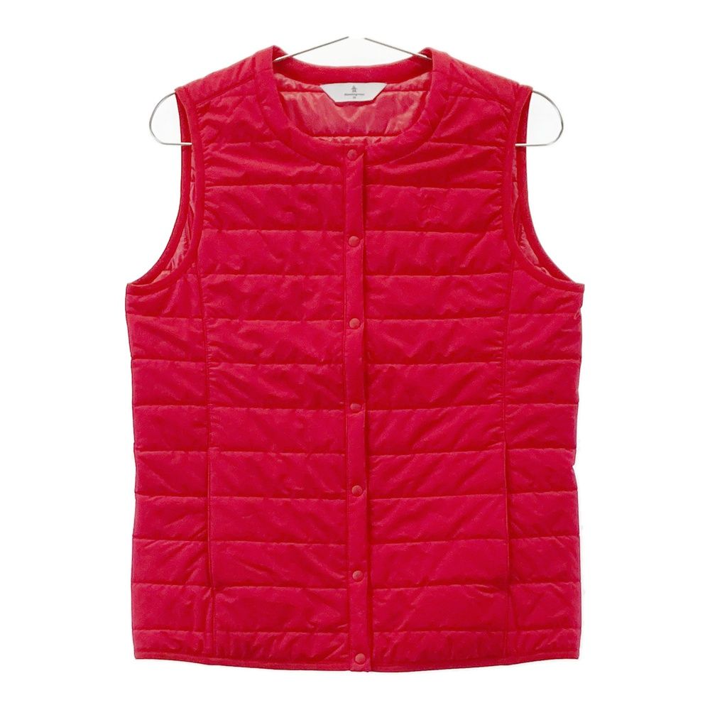 サイズ M MUNSING WEAR マンシングウェア 刺繍入り 中綿ベスト レッド系 ゴルフウェア レディース ストスト