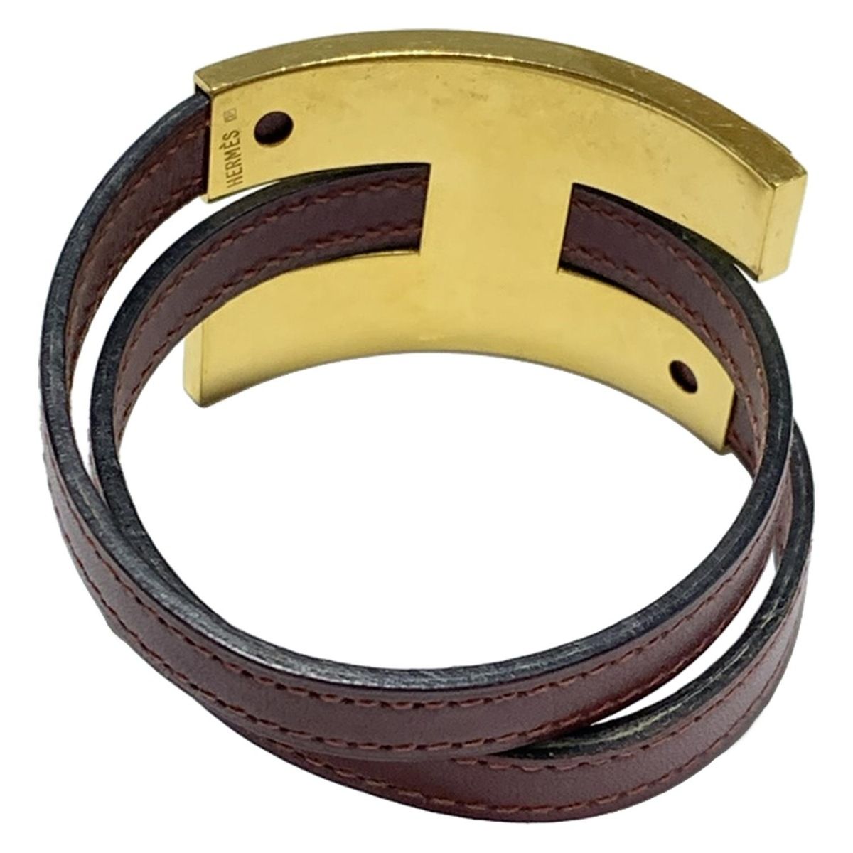 HERMES(エルメス) バングル プスプス レザー ボルドー×ゴールド - メルカリ