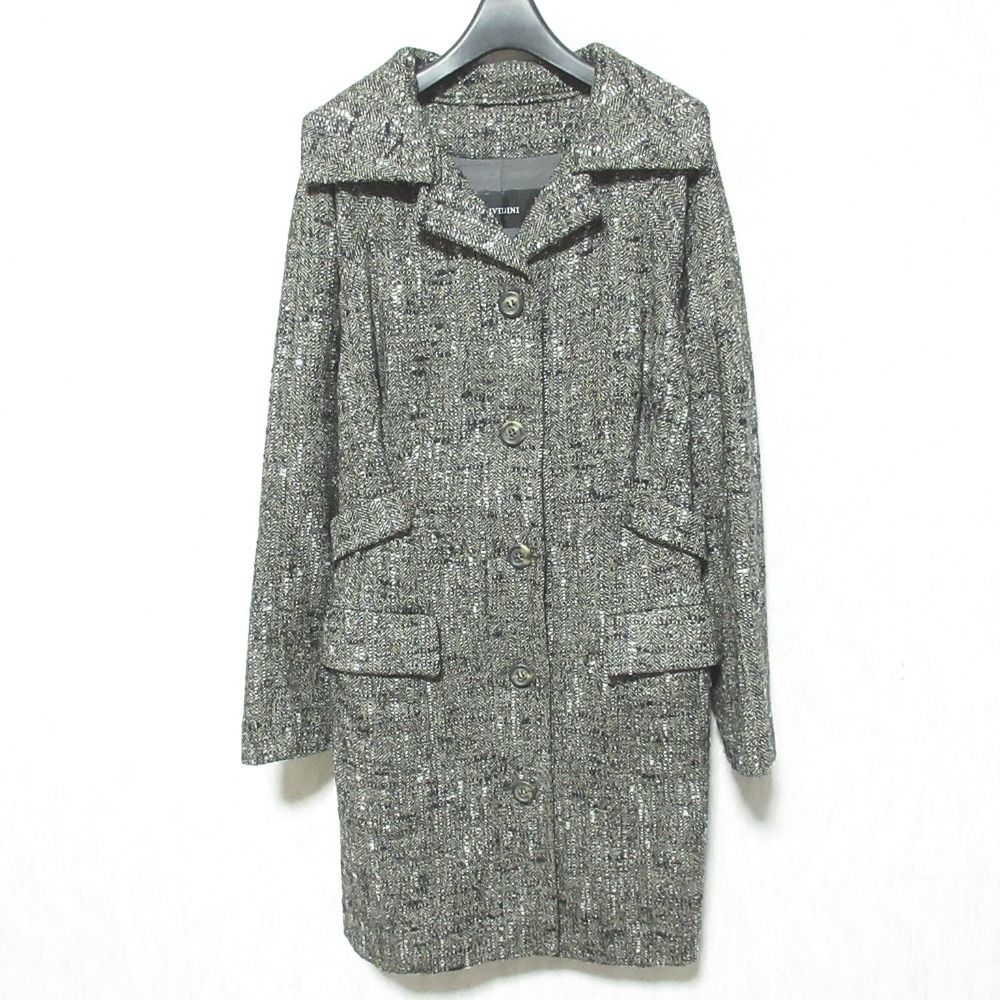 CIVIDINI コート　42 美品 CIVIDINI チヴィディーニ ウール ツイードコート 42 グレー