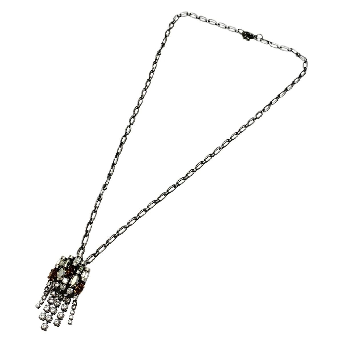 FOXEY(フォクシー) ネックレス - シルバー×クリア×ブラウン ライン