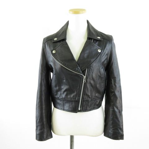 【中古】スナイデル SNIDEL ラムレザーライダースジャケット ジップアップ ショート丈 長袖 黒 0 *A887 レディース スナイデル SNIDEL ラムレザーライダースジャケット ジップアップ
