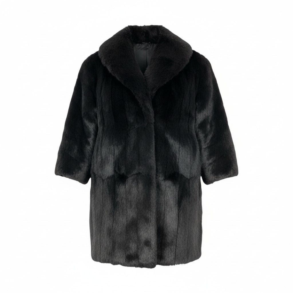 23l1《本毛皮》 ラビットファー 毛皮コート ロングコート ファーコート