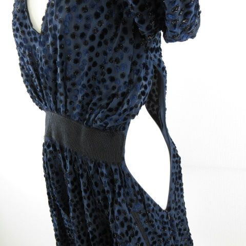 【中古】アルビノ ALBINO ワンピース ひざ丈 長袖 ドット 紺 40 黒 *A882 レディース アルビノ ALBINO ワンピース ひざ丈 長袖 ドット 紺 40 黒 *A882