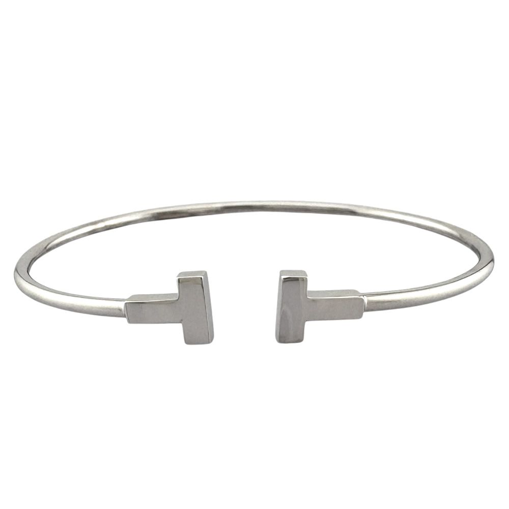 ティファニー Tナローワイヤー バングル 18金 K 18ホワイトゴールド レディース TIFFANY Co