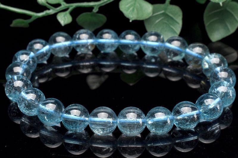 １点物 AA 高い透明度 ブルートパーズ 8.5 mm ブレスレット パワーストーン 天然石 _U 8139