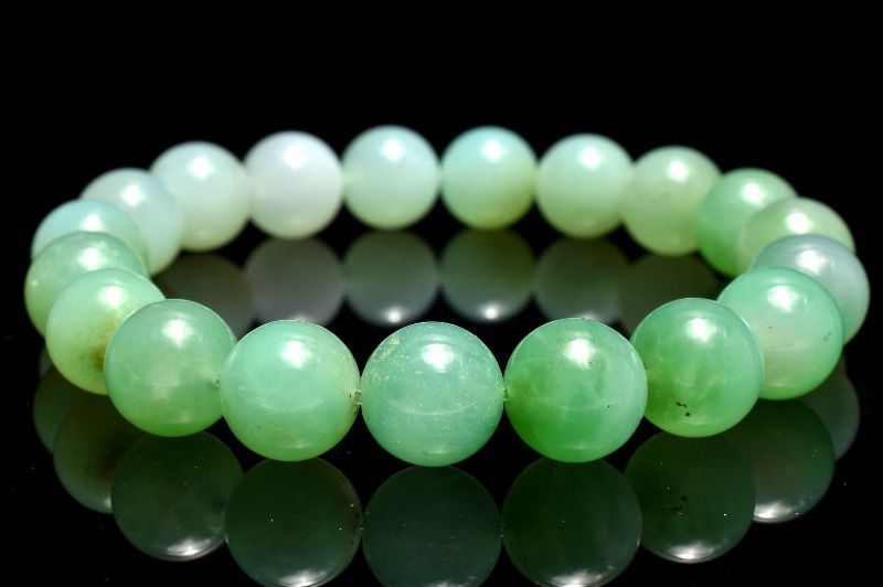 １点物 高発色 癒やしのグリーン クリソプレーズ 10 mm グラデーション ブレスレット パワーストーン 天然石 _MC 1575