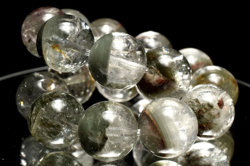 １点物 半々タイプ グリーン ガーデンクォーツ 12.5 mm ブレスレット パワーストーン 天然石 _MC 1590