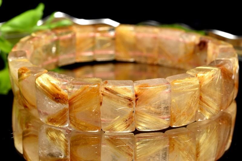 １点物 迫力金針 ゴールドルチルクォーツ 7-9 x 12.5 mm バングル パワーストーン 天然石 _MC 1724