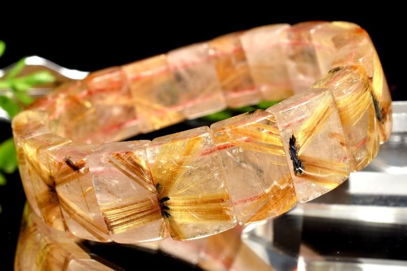  １点物 迫力金針 ゴールドルチルクォーツ 8 10 x 14 mm バングル パワーストーン 天然石 _MC 1725 ブレスレット バングル アクセサリー