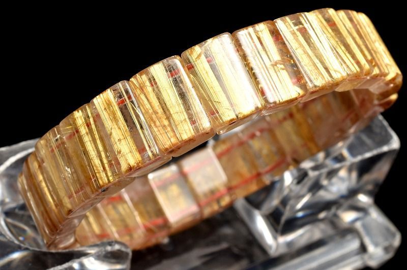  １点物 数量 迫力金針 ゴールドタイチンルチルクォーツ 7-8 x 12 mm バングル パワーストーン 天然石 _MC 1748 ブレスレット バングル アクセサリー