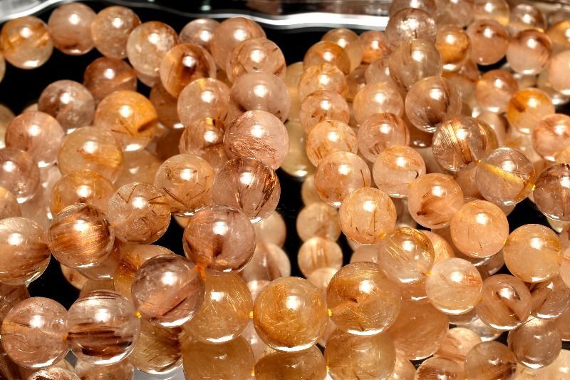 売約済み　タイチンルチル　タイガータイチンルチル　天然石　パワーストーン 人気◇板状金針 タイガータイチンルチルクォーツ 7mm ブレスレット 1個