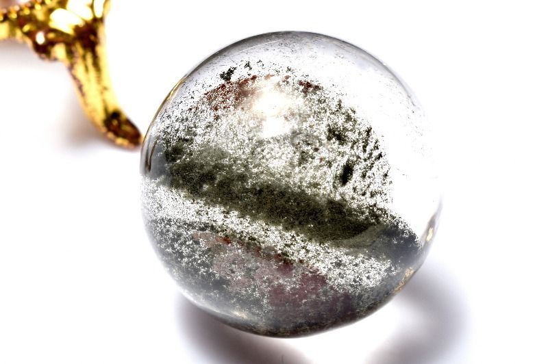 1点物】幻想風景 ガーデンクォーツ(庭園水晶) 25mm 丸玉(台座付き