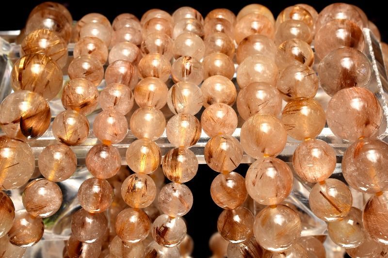 人気板状金針 タイガータイチンルチルクォーツ 12mm ブレスレット 1個