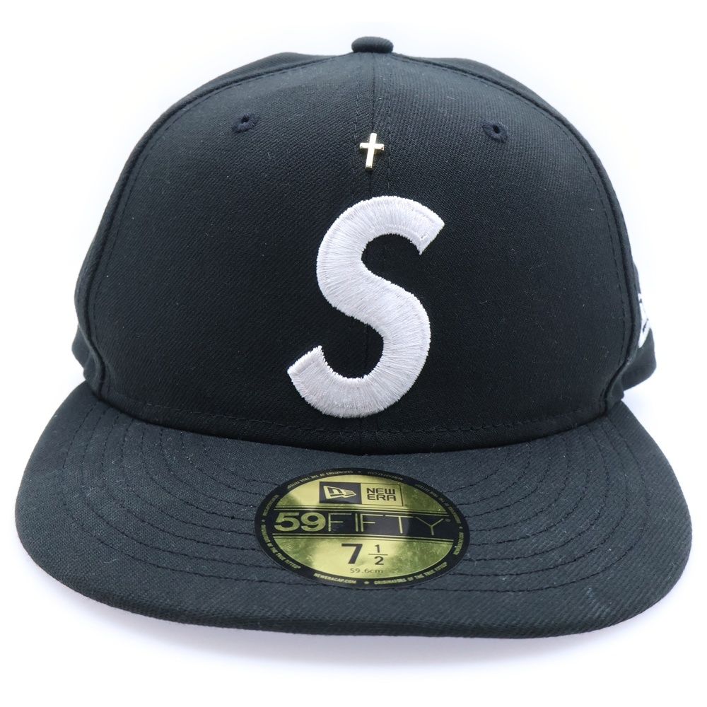 シュプリーム　Gold Cross S Logo New era　7 1/2 黒 s-l400.jpg