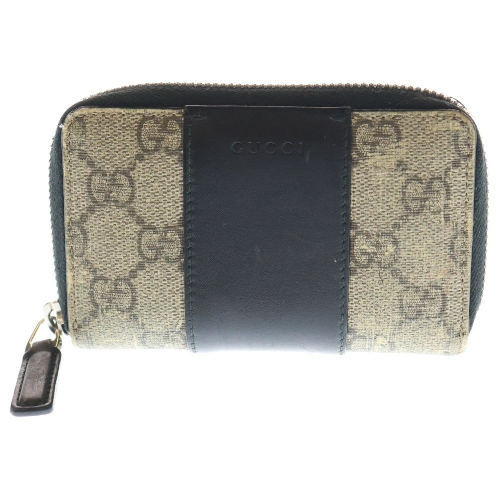 GUCCI グッチ GGスプリーム ラウンドジップ コインケース ベージュ ブラック 451242