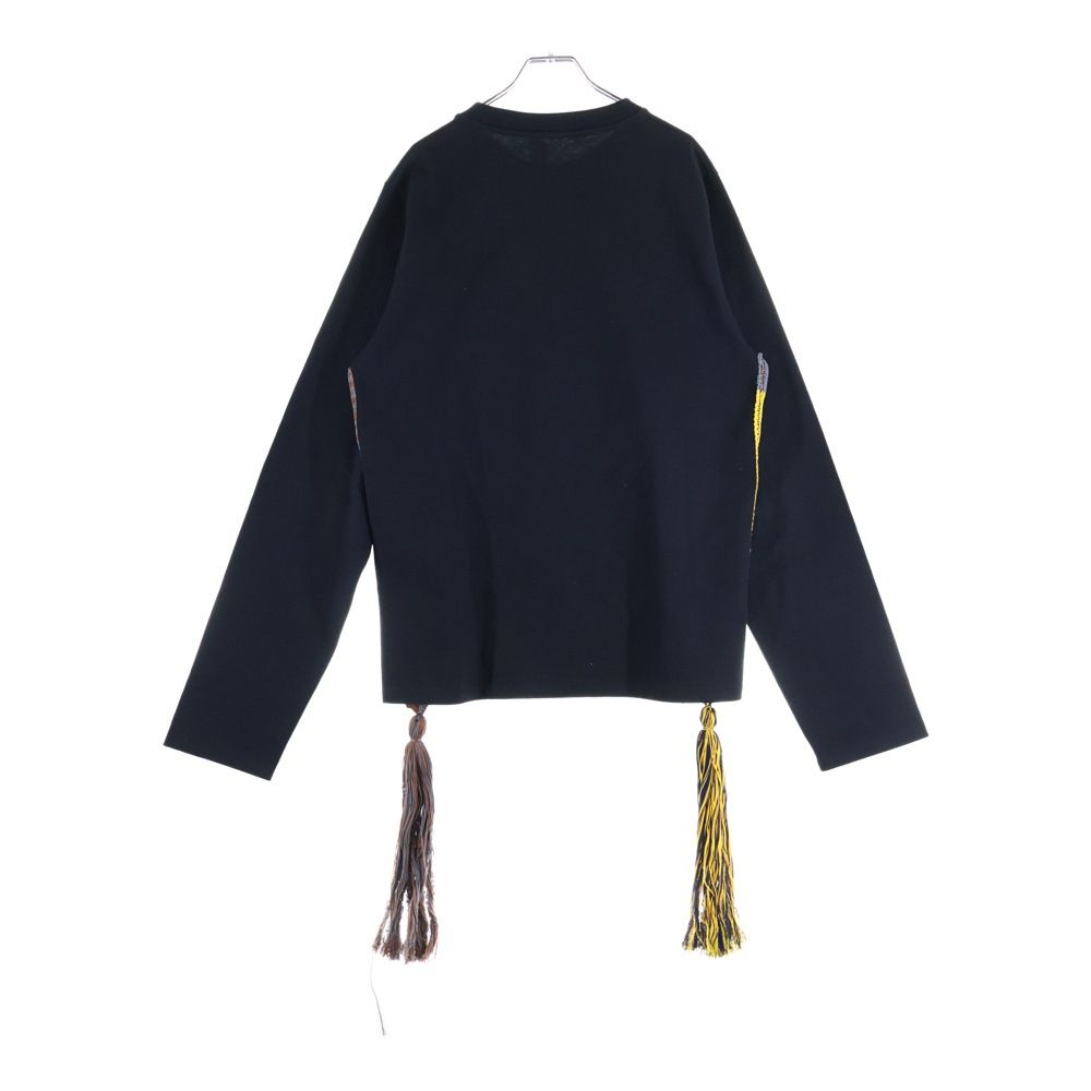 JIL SANDER ジルサンダー Side Tassel Long Sleeve Top フリンジ クルーネック 長袖Tシャツ カットソー ブラック