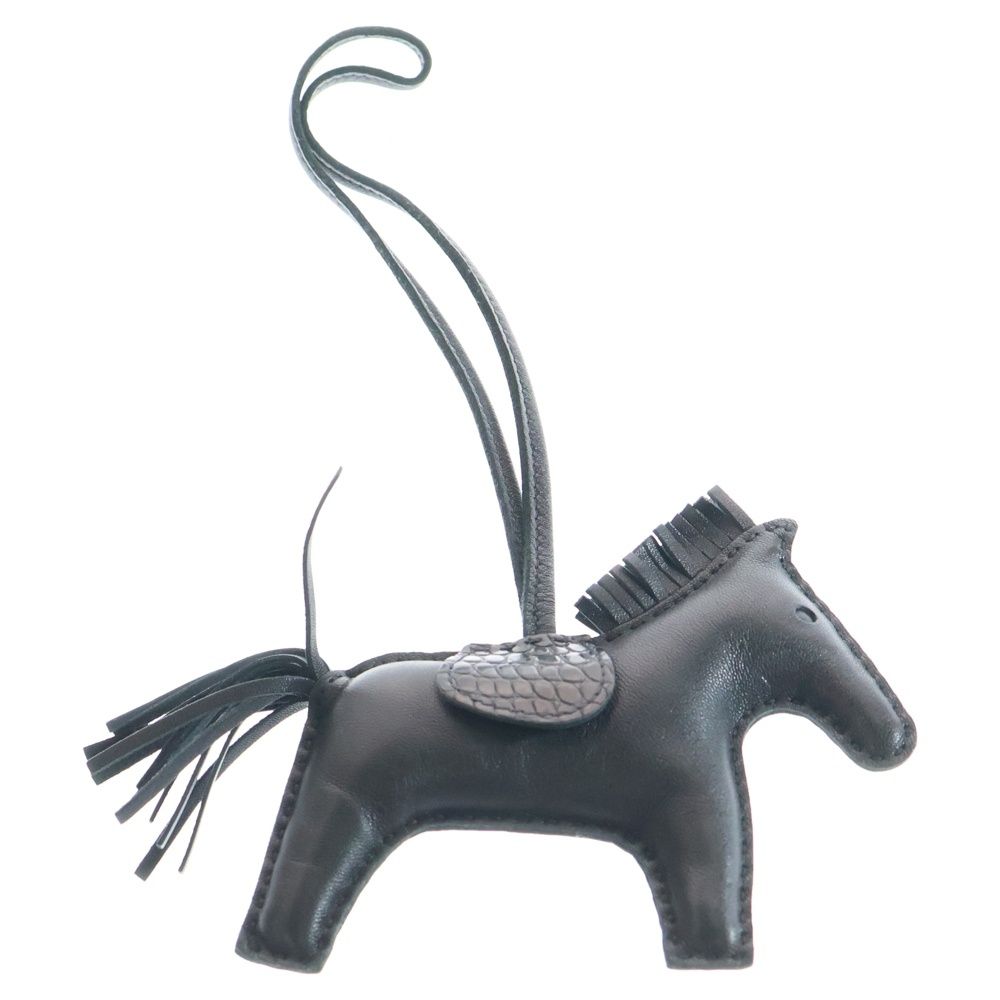 HERMES エルメス ロデオチャーム タッチ MM バッグチャーム ブラック レザー アリゲーター スイフト