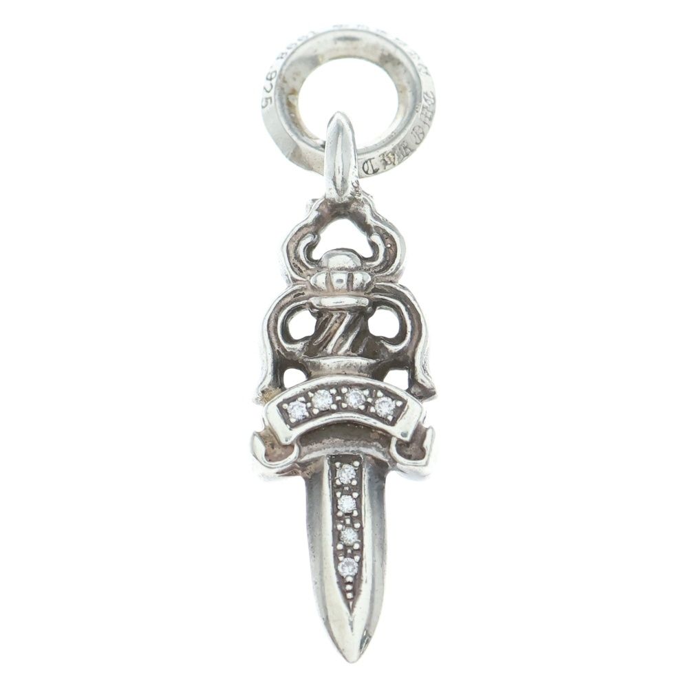 CHROME HEARTS クロムハーツ 5 DAGGER P DMND A 5ダガーチャーム アフターPAVEダイヤ ペンダントトップ シルバー