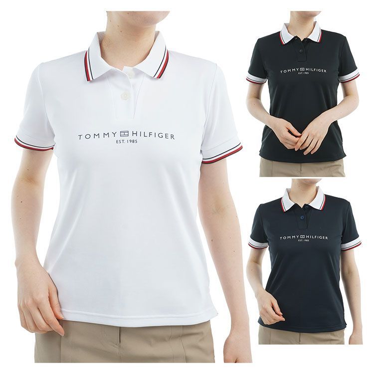 トミーヒルフィガー ゴルフ ポロシャツ レディース 半袖 シャツ 吸水速乾 UVカット ロゴ ゴルフウェア ブランド 無地 春 夏 秋 THLA 531