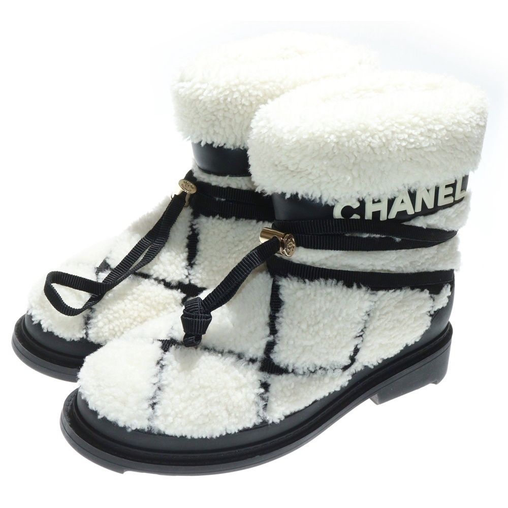 CHANEL (シャネル) Shearling Mutton COCO Mark Boa Snow G35342