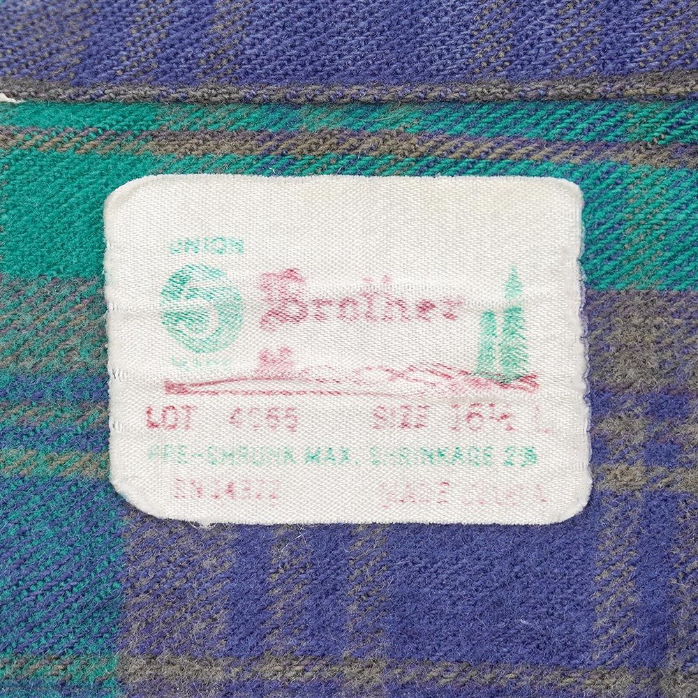 ファイブブラザー FIVE BROTHER 70 s 70年代 ヘビーネルシャツ 旧タグ MADE IN USA アメリカ製 アメカジ BIG MAC ヴィンテージ 古着 メンズ シャツ グリーン系 チェック柄 16 1 2