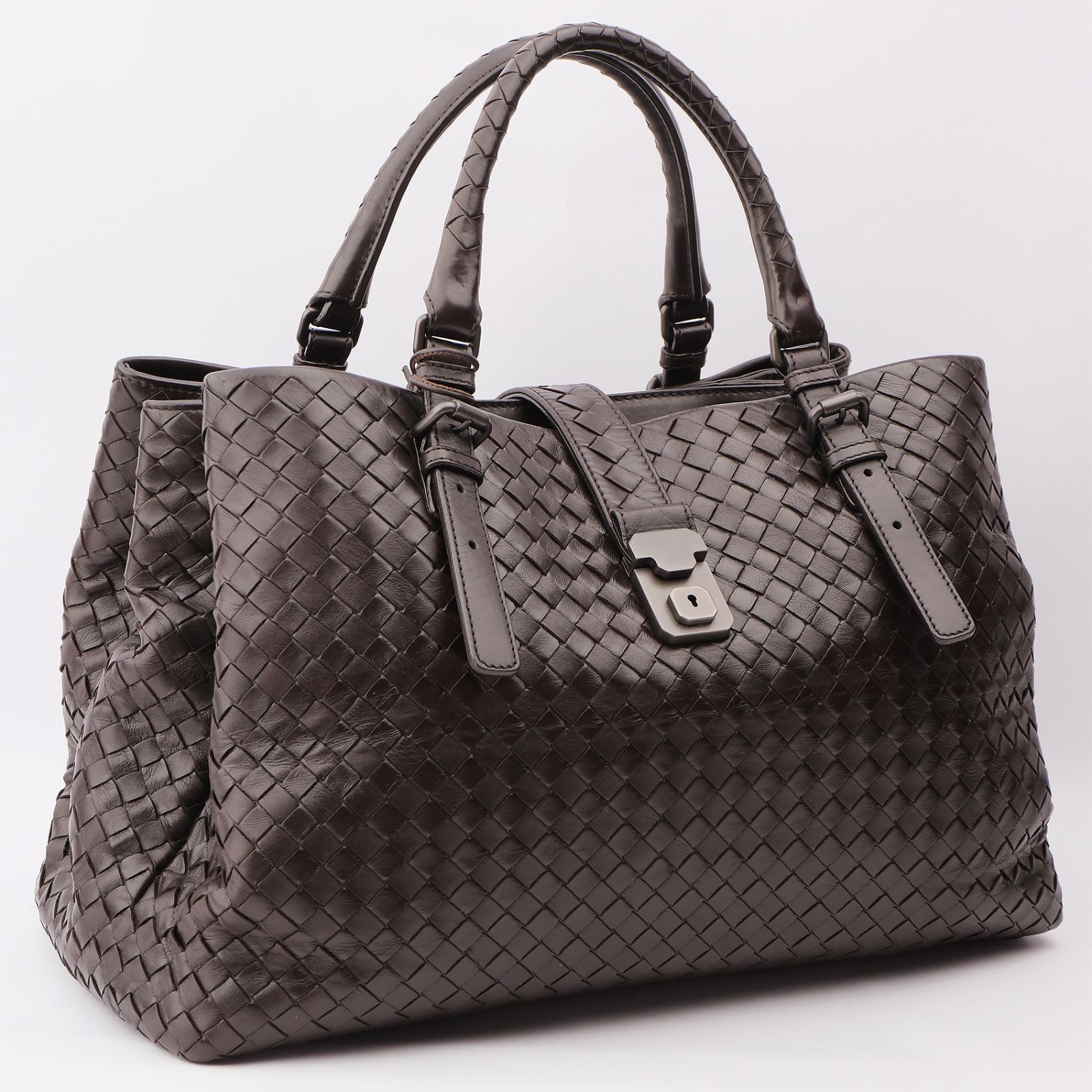 【美品】ボッテガヴェネタ ハンドバッグ レザー イントレチャート 鍵付 ローマ ボッテガヴェネタ イントレチャート ローマ レザー ハンドバッグ