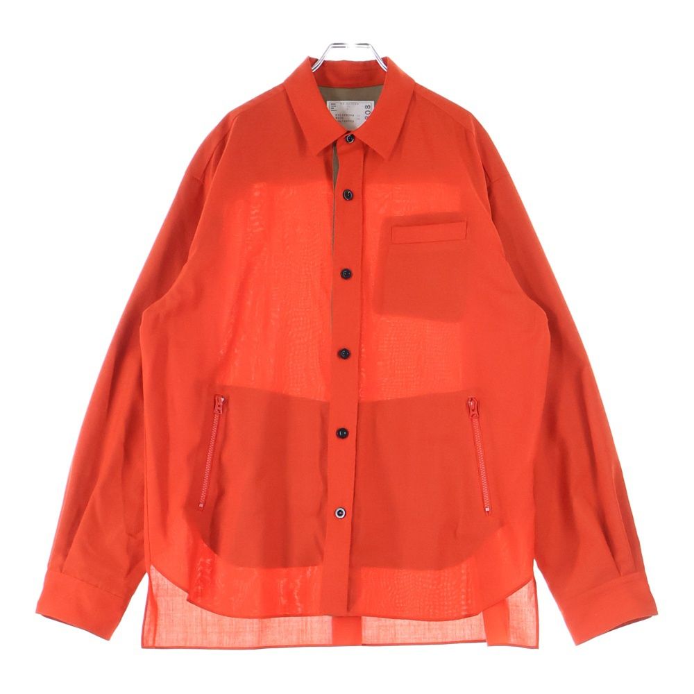 Sacai サカイ 22 AW Wshirt jacket ナイロン 長袖シャツジャケット レッド 02808 M