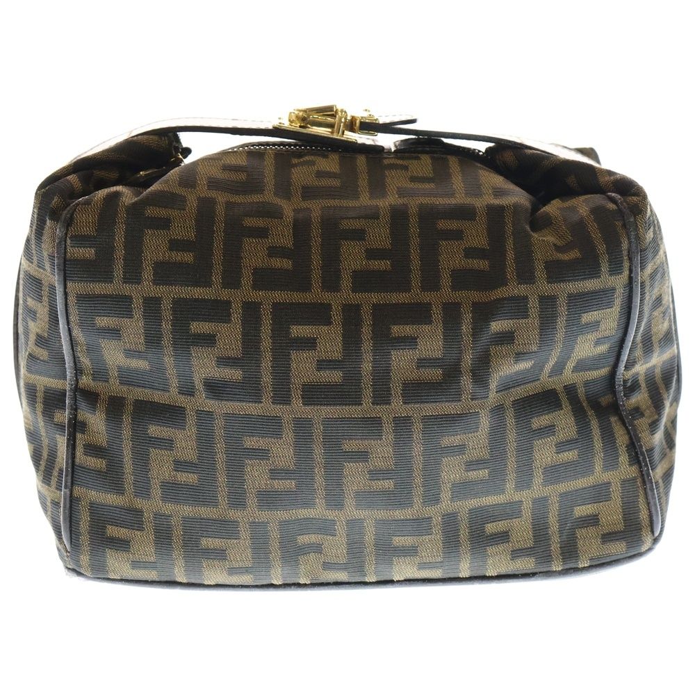 FENDI フェンディ ゴールド金具 バニティ ハンドバッグ ズッカ柄 カーキ系 FENDI フェンディ ゴールド金具 バニティ ハンドバッグ ズッカ柄