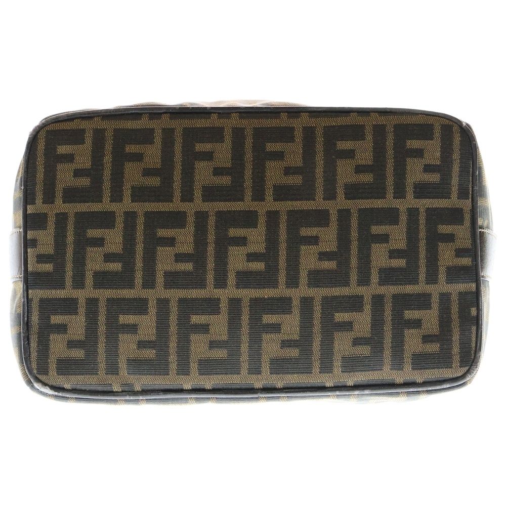 【極美品】FENDI バニティ ズッカ柄 FFロゴ キャンバス レザー ブラウン FENDI (フェンディ) FF ズッカ柄 レザー切替キャンバスバニティバッグ