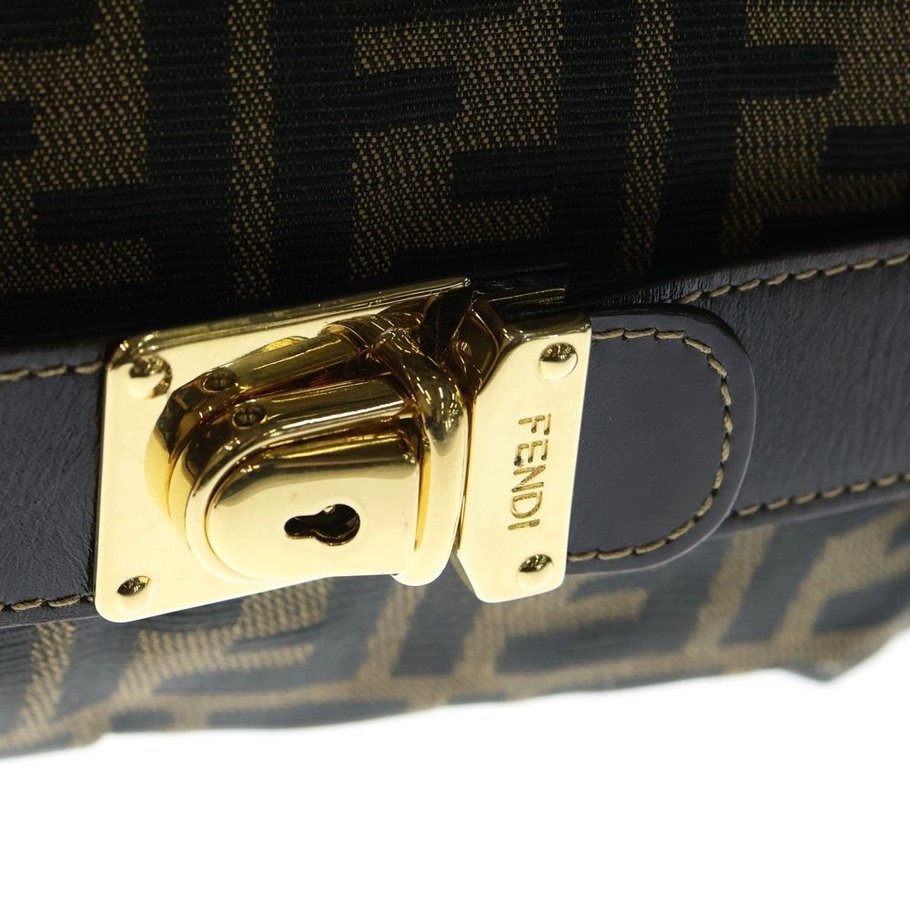 FENDI (フェンディ) FF ズッカ柄 レザー切替キャンバスバニティバッグ