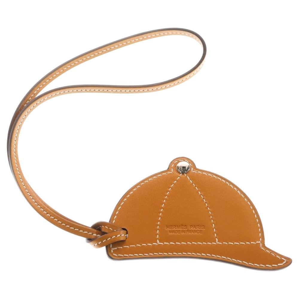 HERMES エルメス パドックボンベイ バッグチャーム ブラウン×イエロー×ピンク レザー