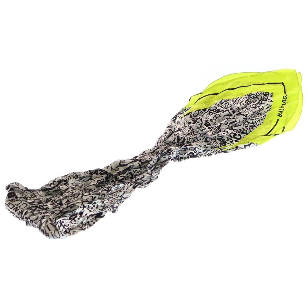 BALENCIAGA (バレンシアガ) スカーフ ホワイト×ブラック×イエロー